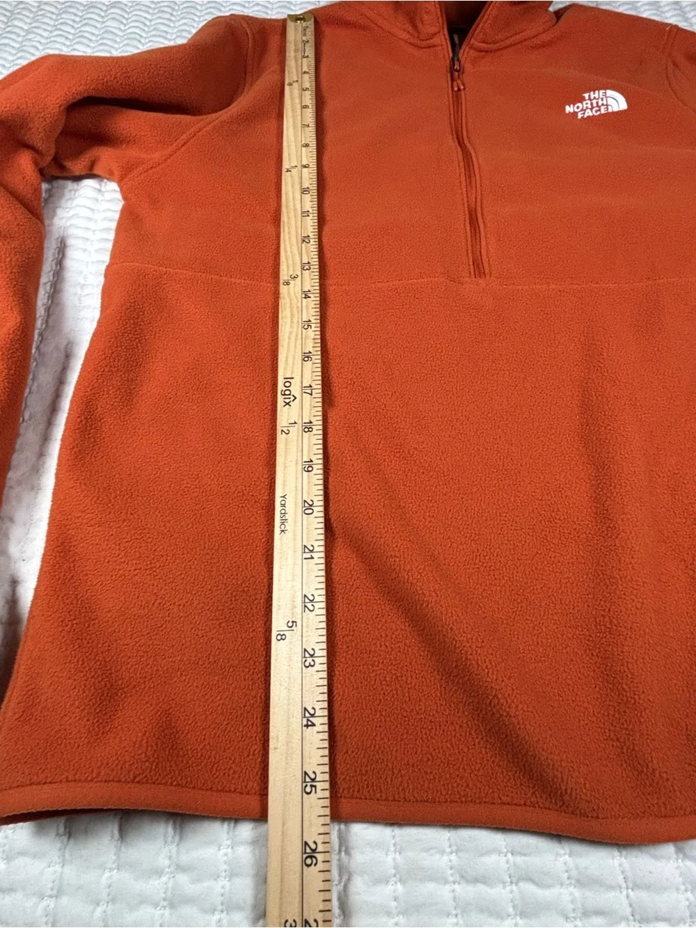 The North Face Men's Medium Orange Quarter Zip Fleece Pullover Outdoor Hiking